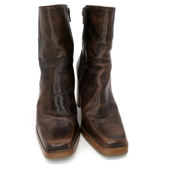 Vintage Y2K Candies Brown Square Toe Ankle Zip Platform Chunky Boots Women's 8M - Picture 3 of 8